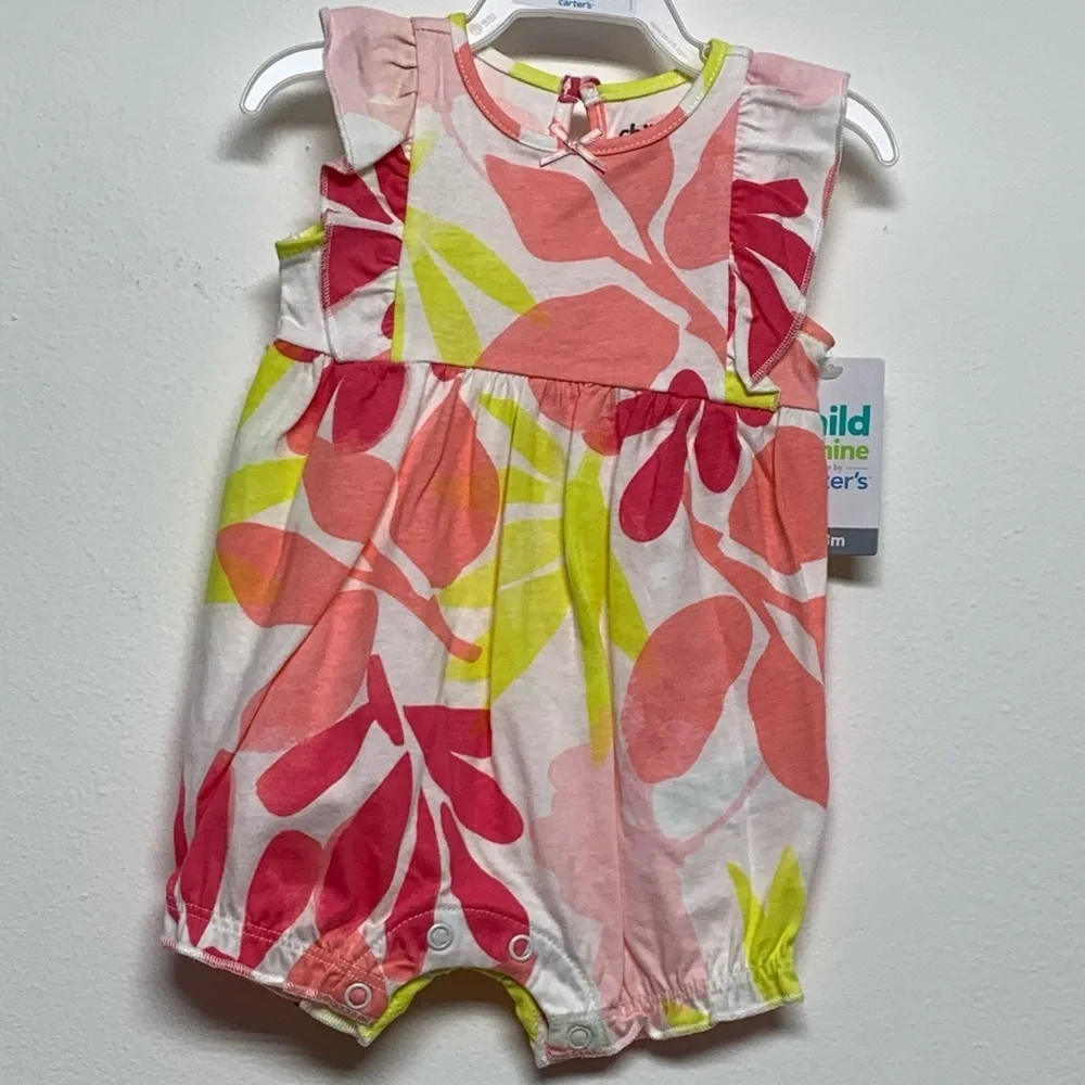 Carter's Child of Mine Baby Girl's Floral Romper One Piece NEW NWT